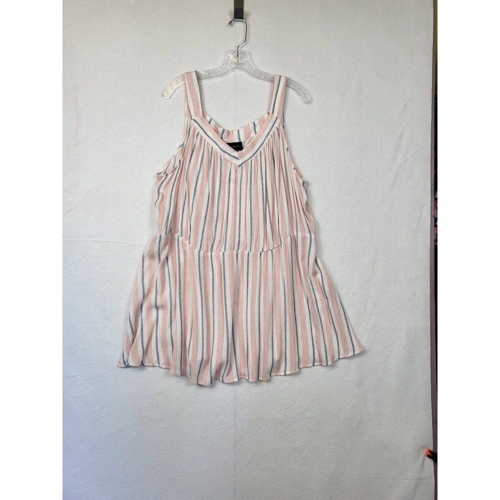 NEW LANE BRYANT PINK WHITE‎ BLACK STRIPED HALTER TUNIC SIZE 20